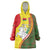 Belarus Pahonia Knight Crest Wearable Blanket Hoodie with Red Green Yellow Folk Pattern Design