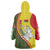 Belarus Pahonia Knight Crest Wearable Blanket Hoodie with Red Green Yellow Folk Pattern Design