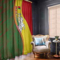 Belarus Pahonia Knight Crest Window Curtain with Red Green Yellow Folk Pattern Design