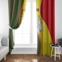 Belarus Pahonia Knight Crest Window Curtain with Red Green Yellow Folk Pattern Design