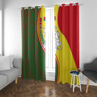 Belarus Pahonia Knight Crest Window Curtain with Red Green Yellow Folk Pattern Design