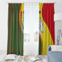 Belarus Pahonia Knight Crest Window Curtain with Red Green Yellow Folk Pattern Design