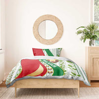 Belarus National Emblem Bedding Set with Green Red Gold Floral Folk Pattern Design