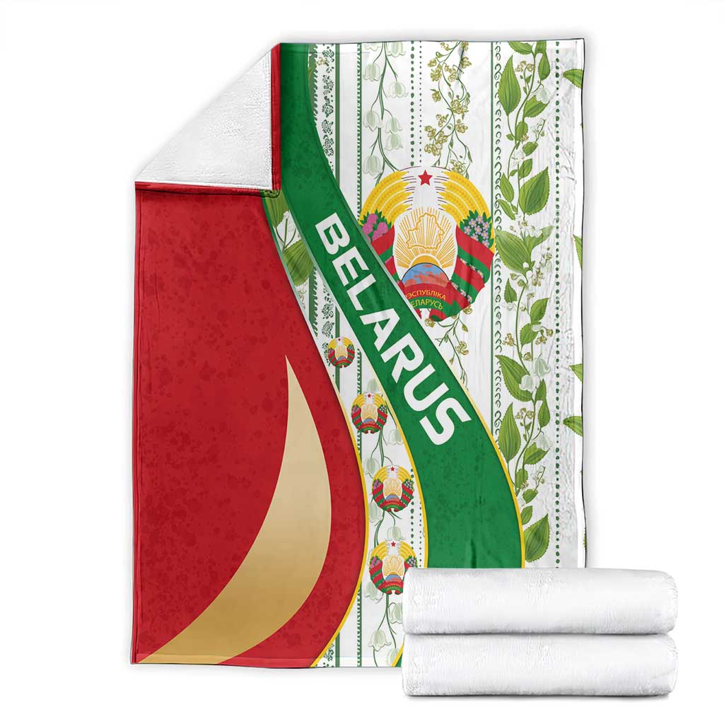 Belarus National Emblem Blanket with Green Red Gold Floral Folk Pattern Design