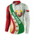 Belarus National Emblem Button Sweatshirt with Green Red Gold Floral Folk Pattern Design