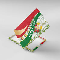 Belarus National Emblem Canvas Wall Art with Green Red Gold Floral Folk Pattern Design