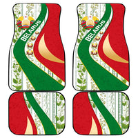 Belarus National Emblem Car Mats with Green Red Gold Floral Folk Pattern Design