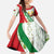 Belarus National Emblem Family Matching Long Sleeve Bodycon Dress and Hawaiian Shirt with Green Red Gold Floral Folk Pattern Design