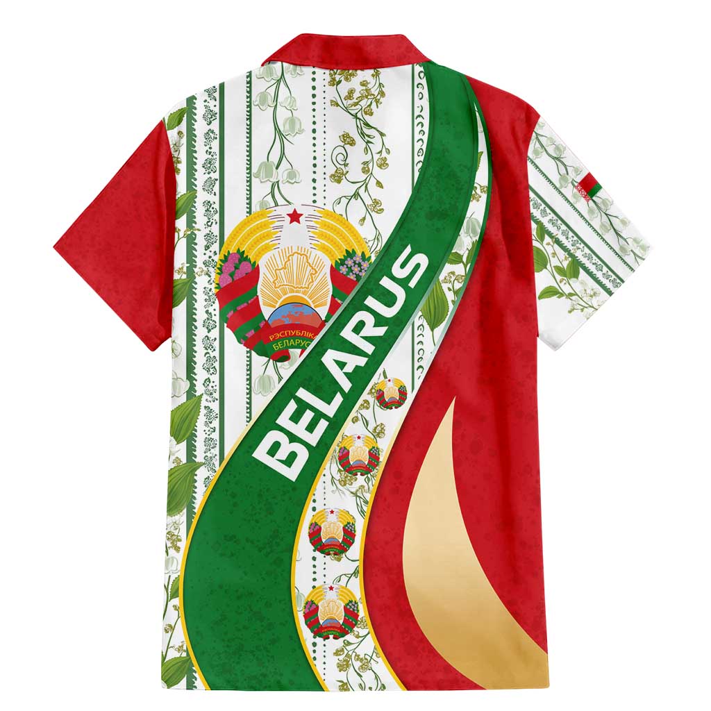 Belarus National Emblem Family Matching Mermaid Dress and Hawaiian Shirt with Green Red Gold Floral Folk Pattern Design
