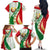 Belarus National Emblem Family Matching Off The Shoulder Long Sleeve Dress and Hawaiian Shirt with Green Red Gold Floral Folk Pattern Design