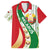 Belarus National Emblem Family Matching Off The Shoulder Long Sleeve Dress and Hawaiian Shirt with Green Red Gold Floral Folk Pattern Design
