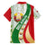 Belarus National Emblem Family Matching Off The Shoulder Long Sleeve Dress and Hawaiian Shirt with Green Red Gold Floral Folk Pattern Design