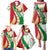 Belarus National Emblem Family Matching Puletasi and Hawaiian Shirt with Green Red Gold Floral Folk Pattern Design