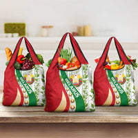 Belarus National Emblem Grocery Bag with Green Red Gold Floral Folk Pattern Design