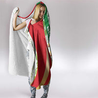 Belarus National Emblem Hooded Blanket with Green Red Gold Floral Folk Pattern Design