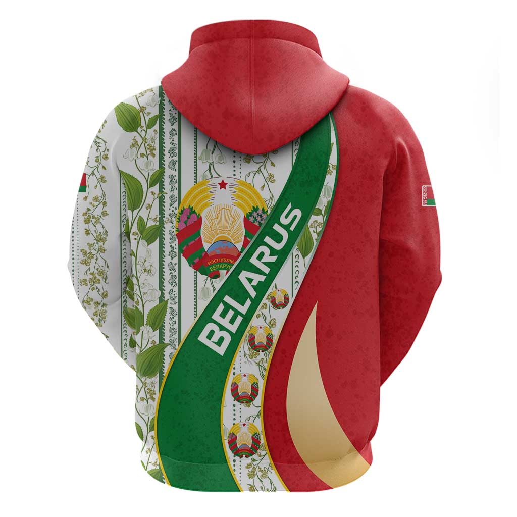 Belarus National Emblem Hoodie with Green Red Gold Floral Folk Pattern Design