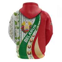 Belarus National Emblem Hoodie with Green Red Gold Floral Folk Pattern Design