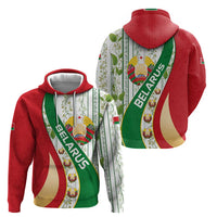 Belarus National Emblem Hoodie with Green Red Gold Floral Folk Pattern Design