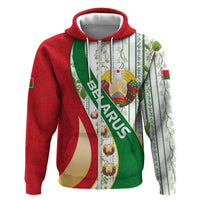 Belarus National Emblem Hoodie with Green Red Gold Floral Folk Pattern Design