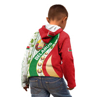 Belarus National Emblem Kid Hoodie with Green Red Gold Floral Folk Pattern Design