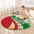 Belarus National Emblem Round Carpet with Green Red Gold Floral Folk Pattern Design