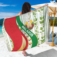 Belarus National Emblem Sarong with Green Red Gold Floral Folk Pattern Design
