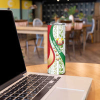 Belarus National Emblem Skinny Tumbler with Green Red Gold Floral Folk Pattern Design