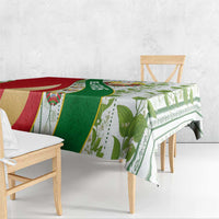 Belarus National Emblem Tablecloth with Green Red Gold Floral Folk Pattern Design