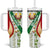 Belarus National Emblem Tumbler With Handle with Green Red Gold Floral Folk Pattern Design