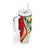 Belarus National Emblem Tumbler With Handle with Green Red Gold Floral Folk Pattern Design