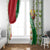 Belarus National Emblem Window Curtain with Green Red Gold Floral Folk Pattern Design