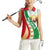 Belarus National Emblem Women Sleeveless Polo Shirt with Green Red Gold Floral Folk Pattern Design