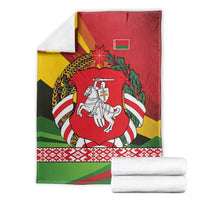 Belarus Red and Yellow National Crest Blanket with Pahonia Knight and Folk Motif Design