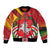Belarus Red and Yellow National Crest Bomber Jacket with Pahonia Knight and Folk Motif Design