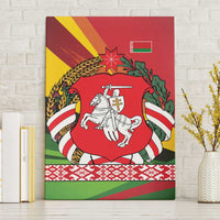 Belarus Red and Yellow National Crest Canvas Wall Art with Pahonia Knight and Folk Motif Design