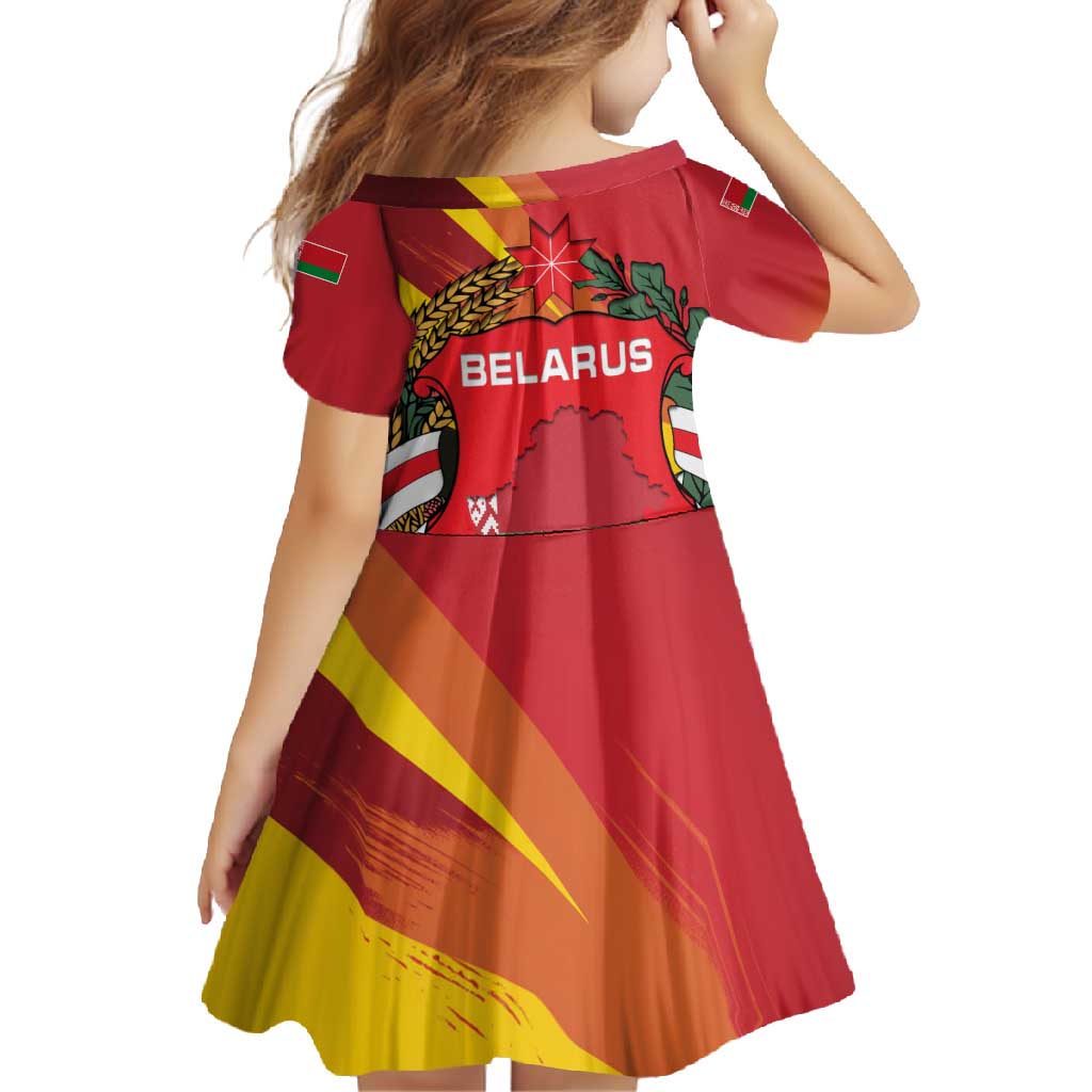 Belarus Red and Yellow National Crest Family Matching Off Shoulder Maxi Dress and Hawaiian Shirt with Pahonia Knight and Folk Motif Design
