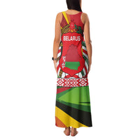 Belarus Red and Yellow National Crest Family Matching Tank Maxi Dress and Hawaiian Shirt with Pahonia Knight and Folk Motif Design