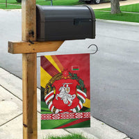 Belarus Red and Yellow National Crest Garden Flag with Pahonia Knight and Folk Motif Design