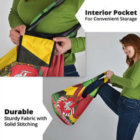 Belarus Red and Yellow National Crest Grocery Bag with Pahonia Knight and Folk Motif Design