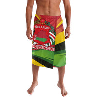 Belarus Red and Yellow National Crest Lavalava with Pahonia Knight and Folk Motif Design