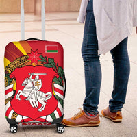 Belarus Red and Yellow National Crest Luggage Cover with Pahonia Knight and Folk Motif Design
