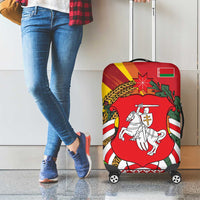 Belarus Red and Yellow National Crest Luggage Cover with Pahonia Knight and Folk Motif Design