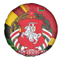 Belarus Red and Yellow National Crest Spare Tire Cover with Pahonia Knight and Folk Motif Design