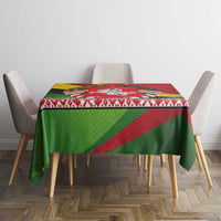 Belarus Red and Yellow National Crest Tablecloth with Pahonia Knight and Folk Motif Design