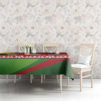 Belarus Red and Yellow National Crest Tablecloth with Pahonia Knight and Folk Motif Design