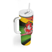 Belarus Red and Yellow National Crest Tumbler With Handle with Pahonia Knight and Folk Motif Design