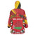 Belarus Red and Yellow National Crest Wearable Blanket Hoodie with Pahonia Knight and Folk Motif Design