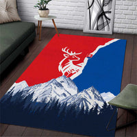Slovakia – Red Blue Deer and Mountain Design Area Rug with National Symbols
