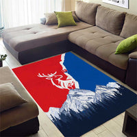 Slovakia – Red Blue Deer and Mountain Design Area Rug with National Symbols