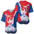 Slovakia – Red Blue Deer and Mountain Design Baseball Jersey with National Symbols